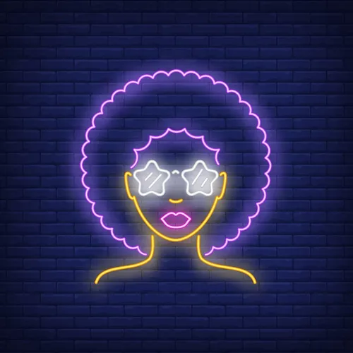 Afro Retro Girl Neon Sign - Custom Canvas Now