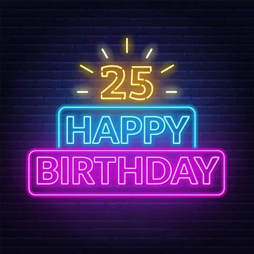 25th Happy Birthday Neon Sign - Custom Canvas Now
