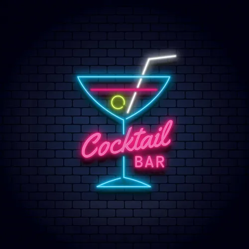Cocktail Bar Glass & Zip Neon Sign - Custom Canvas Now