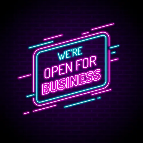 Open For Business Neon Sign - Custom Canvas Now