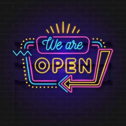 We Are Open Modern Neon Sign - Custom Canvas Now