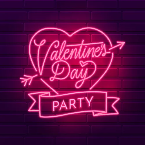 Valentines Day Party Neon Sign - Custom Canvas Now