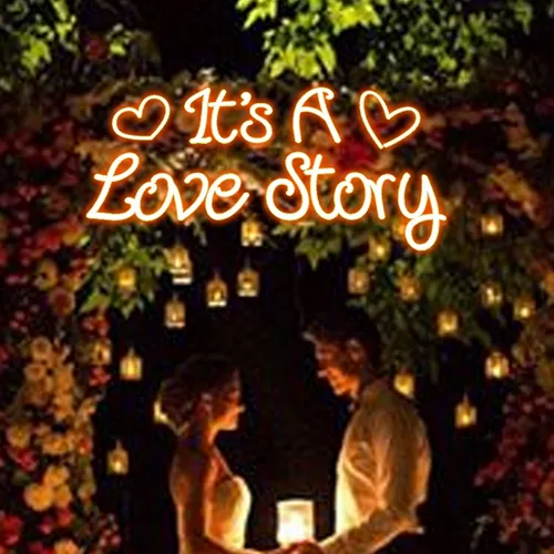 It's A Love Story Neon Sign - Custom Canvas Now