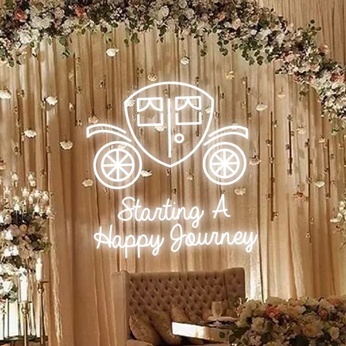 Starting A Happy Journey Neon Sign - Custom Canvas Now