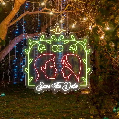 Save The Date Neon Sign - Custom Canvas Now