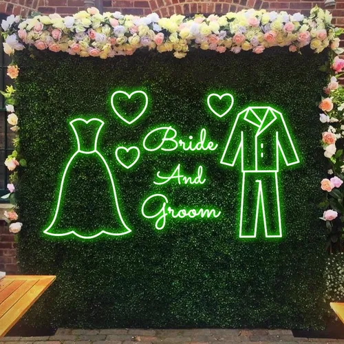 Bride and Groom Neon Sign - Custom Canvas Now