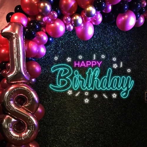 Cool Happy Birthday Neon Sign - Custom Canvas Now