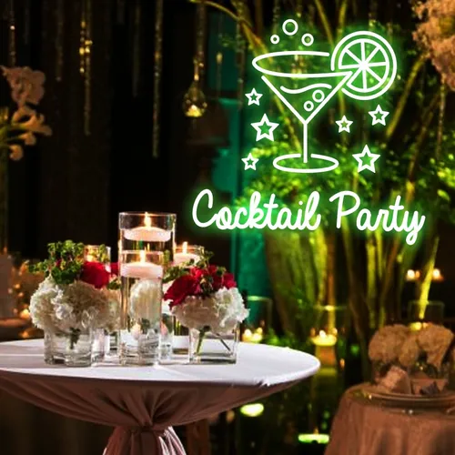 Cocktail Party Neon Sign - Custom Canvas Now