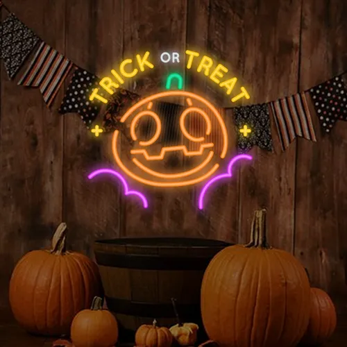 Trick or Treat Neon Sign - Custom Canvas Now