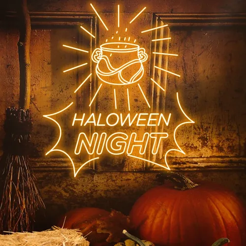 Halloween Night Neon Sign - Custom Canvas Now