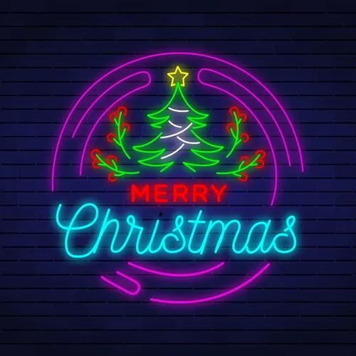 Merry Christmas Flower Tree Neon Sign - Custom Canvas Now