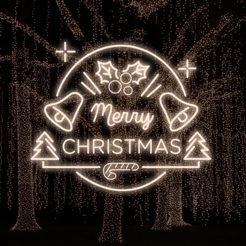 Merry Christmas Bell and Tree Neon Sign - Custom Canvas Now