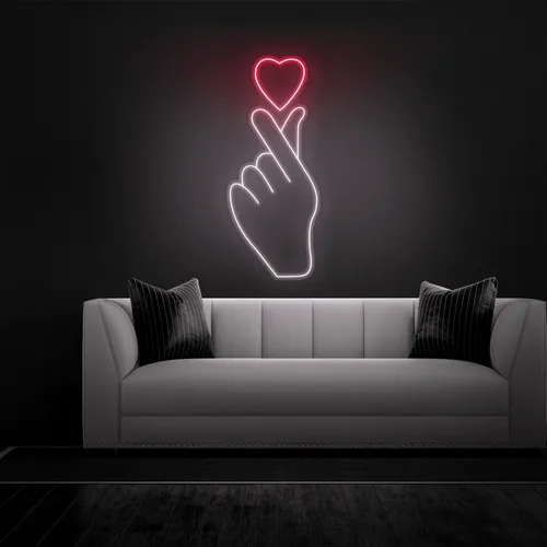 Finger Heart Neon Sign - Custom Canvas Now