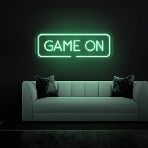 GAME ON Greeny Neon Sign - Custom Canvas Now
