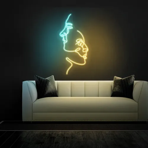 TWO FACE Graphic Neon Sign - Custom Canvas Now