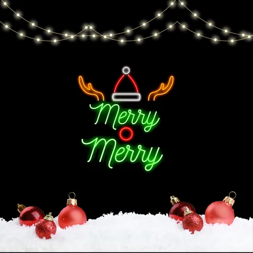 Merry Merry Deer Neon Sign - Custom Canvas Now
