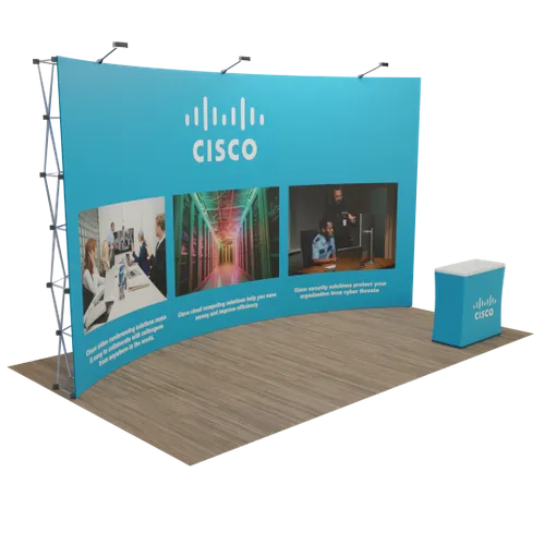 Custom Curved Pop Up Display Stand 20' x 10' (ft) - Custom Canvas Now