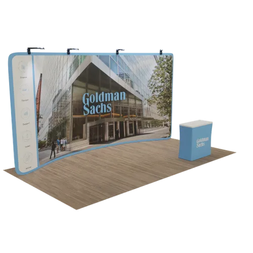 Custom Curved Zip Up Trade Show Display 20' x 8' - Custom Canvas Now
