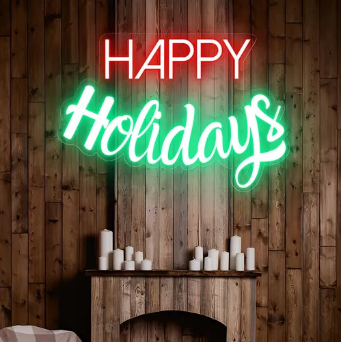 Happy Holidays Neon Sign - Custom Canvas Now