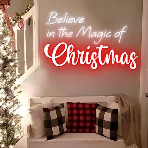 Believe in the Magic of Christmas Neon Sign - Custom Canvas Now