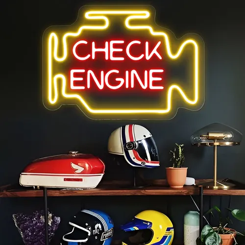 Check Engine Neon Sign - Custom Canvas Now