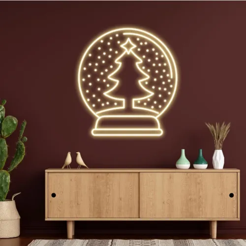 Warmie Merry Christmas Snowglobe Neon Sign - Custom Canvas Now