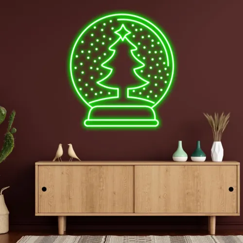 Merry Christmas Snowglobe Neon Sign - Custom Canvas Now