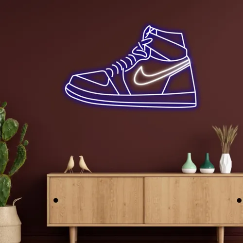 Sneaker Blue White Neon Sign - Custom Canvas Now