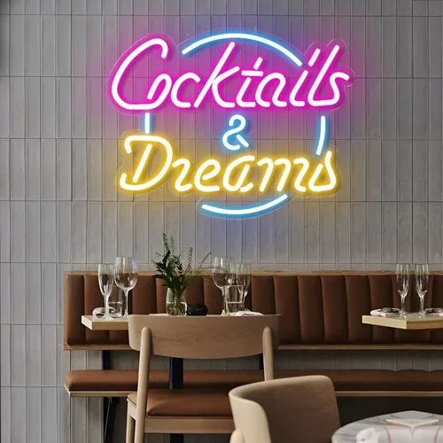 Cocktails and Dreams LED Neon Sign - Custom Canvas Now