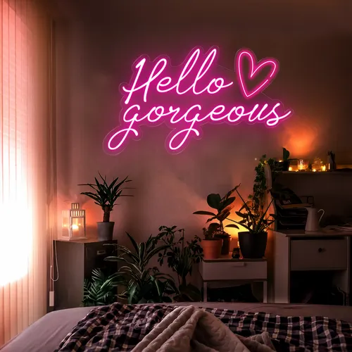 Hello Gorgeous LED Neon Sign - Custom Canvas Now