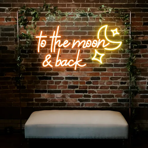 To the Moon and Back Neon Sign - Custom Canvas Now
