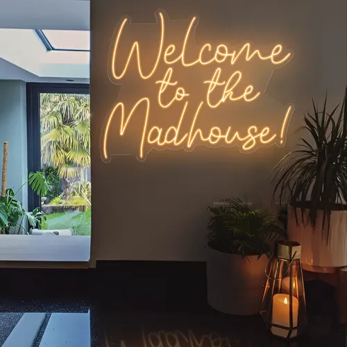 Welcome To The Madhouse Neon Sign - Custom Canvas Now