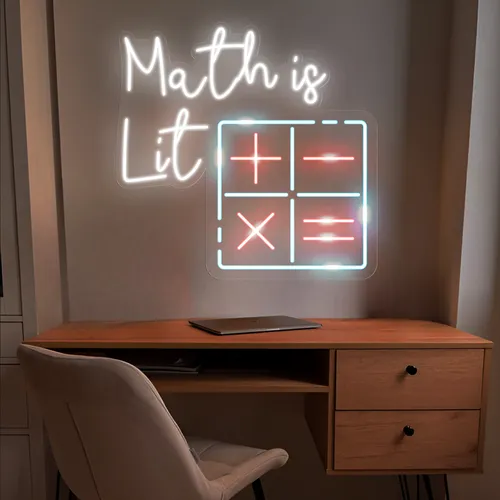 Math Is Lit Neon Sign - Custom Canvas Now