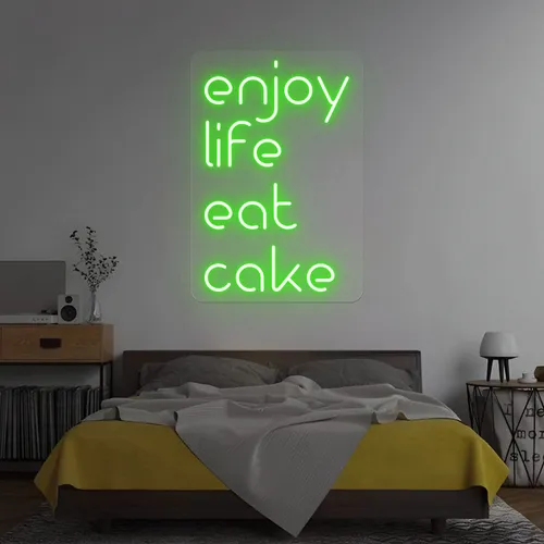 Enjoy Life Eat Cake Neon Sign - Custom Canvas Now