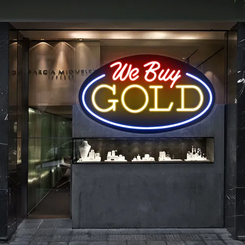 We Buy Gold Neon Sign - Custom Canvas Now