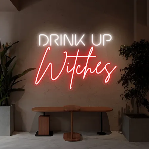 Drink Up Witches Neon Sign - Custom Canvas Now