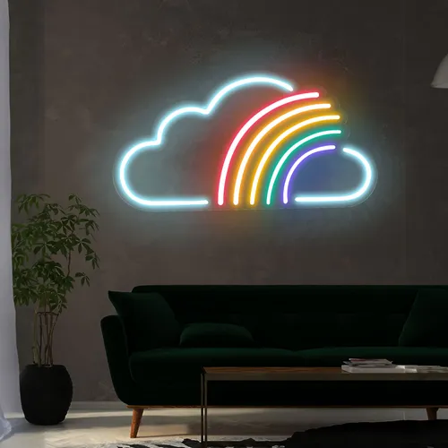 Rainbow Neon Sign - Custom Canvas Now