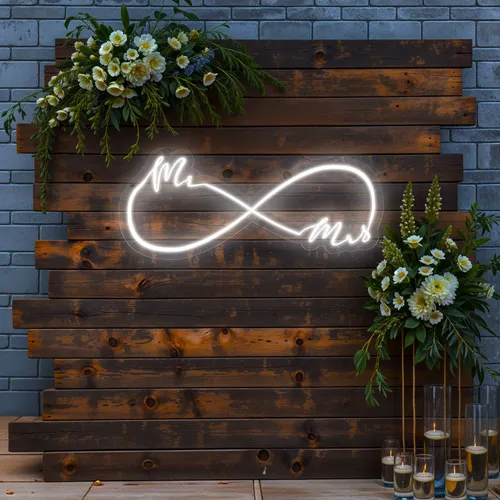 Mr and Mrs Infinity Wedding Neon Sign - Custom Canvas Now