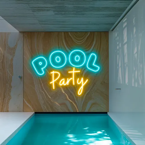 Pool Party Large Neon Sign - Custom Canvas Now