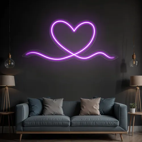 Purple Heart Neon Sign - Custom Canvas Now