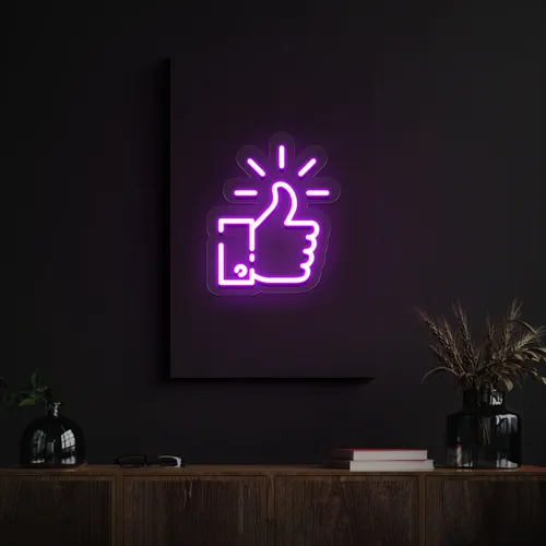 Purple Thumbs Up Neon Sign - Custom Canvas Now