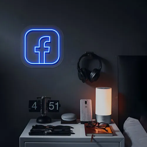 Facebook Logo Neon Sign - Custom Canvas Now