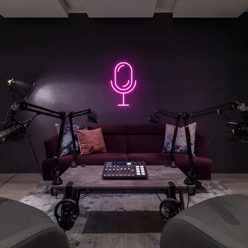 Stream Microphone Neon Sign - Custom Canvas Now