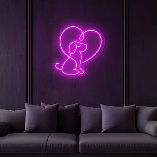 Scribble Dog Heart Neon Sign - Custom Canvas Now