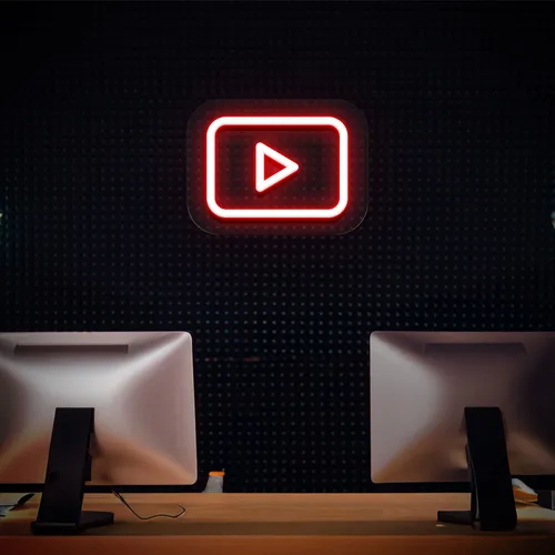 Youtube Play Button Neon Sign - Custom Canvas Now