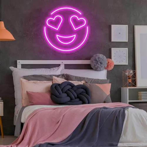 In Love Emoji Neon Sign - Custom Canvas Now