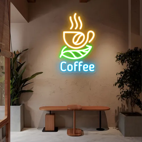 Café Glow Coffee Mug Neon Sign - Custom Canvas Now