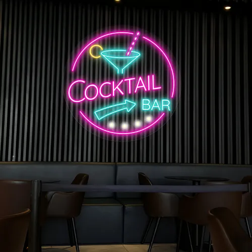 Radiant Cocktail Bar Neon Sign - Custom Canvas Now