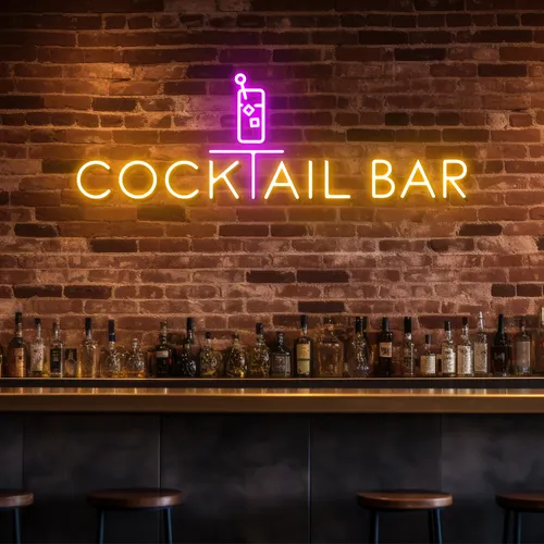 Bold Cocktail Bar Neon Sign - Custom Canvas Now