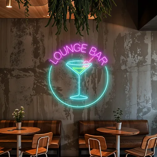 Martini Lounge Bar Neon Sign - Custom Canvas Now